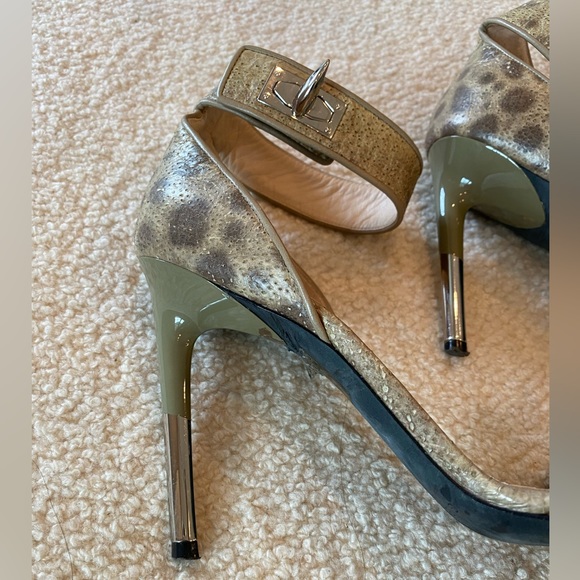 Givenchy Animal Print Silver Claw Sandal Ankle Strap Heel - Picture 5 of 11